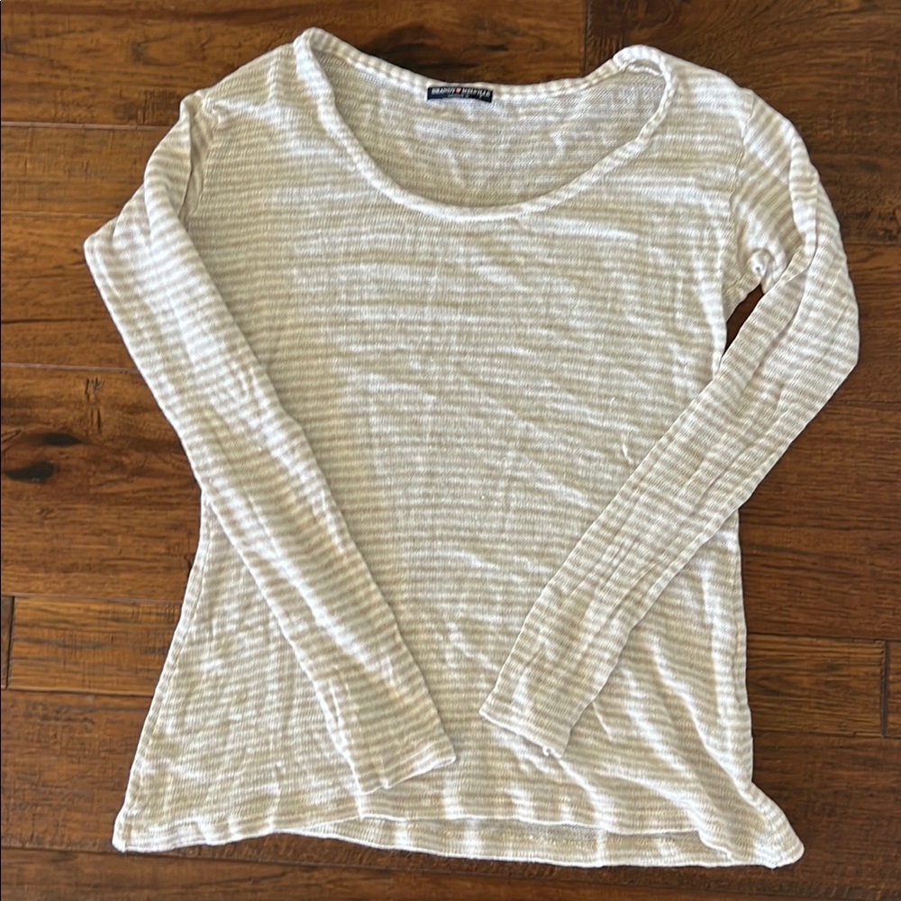 Brandy Melville Cream striped knit top